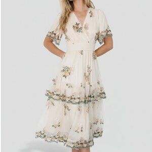 Henly Floral Embroidered Midi Dress